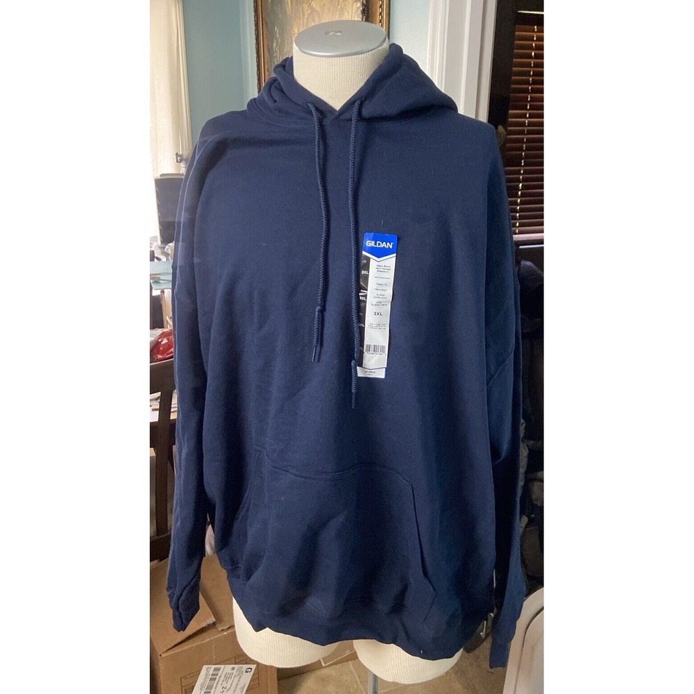 Gildan Mens Hoodie 3XL Navy Blue Heavy Blend Pullover Sweatshirt G18500
